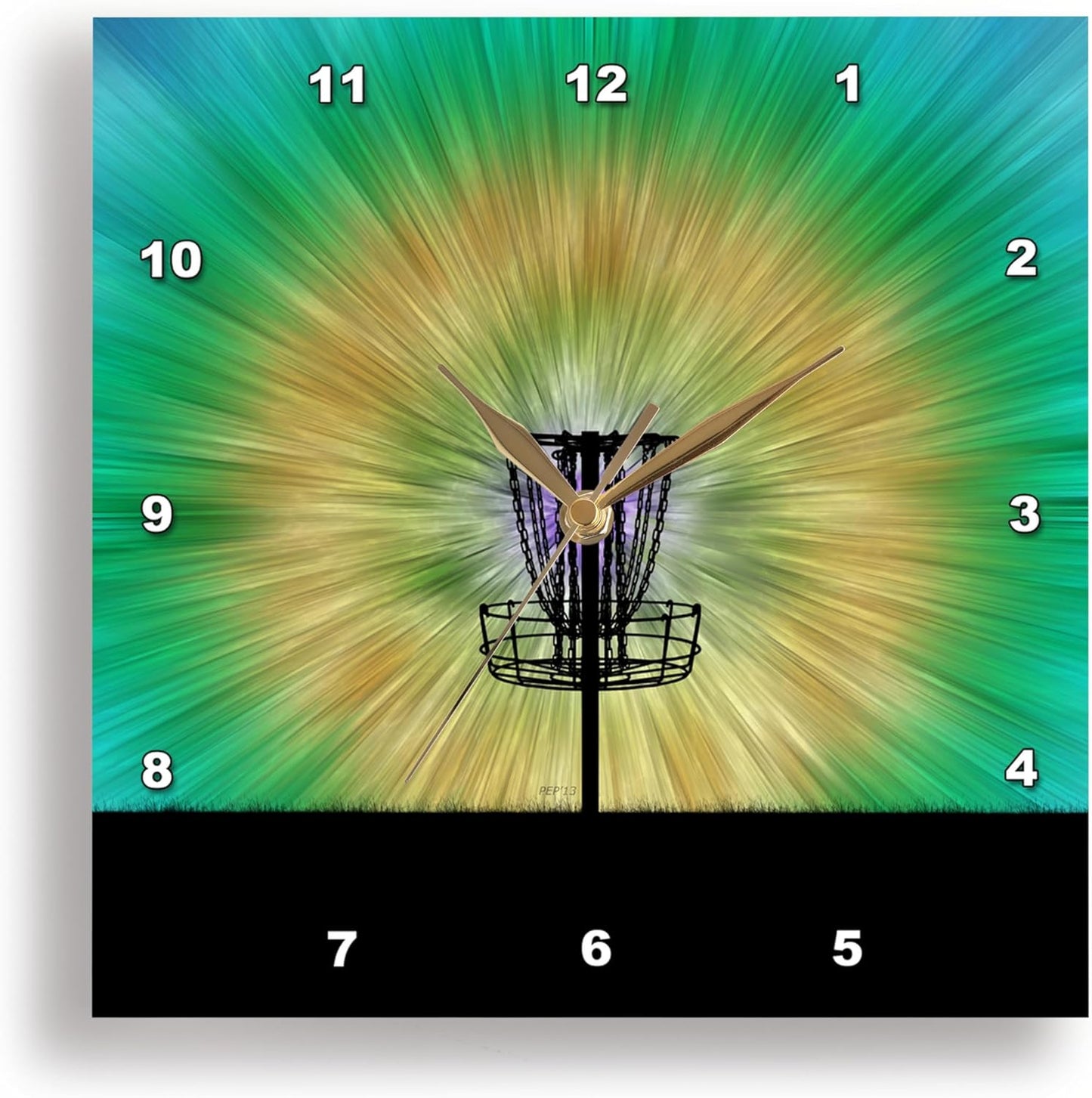 Colorful Tie Dye Disc Golf Basket Wall Clock