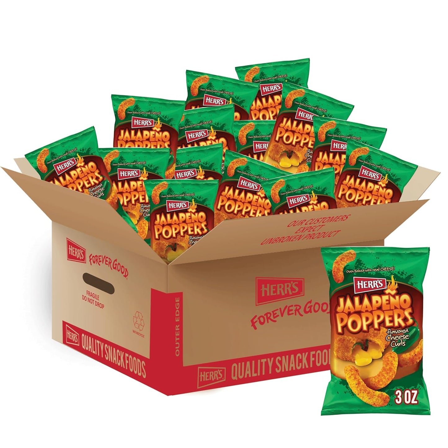 Herr's Jalapeno Poppers Cheese Curls - Bold Flavor Snack Pack