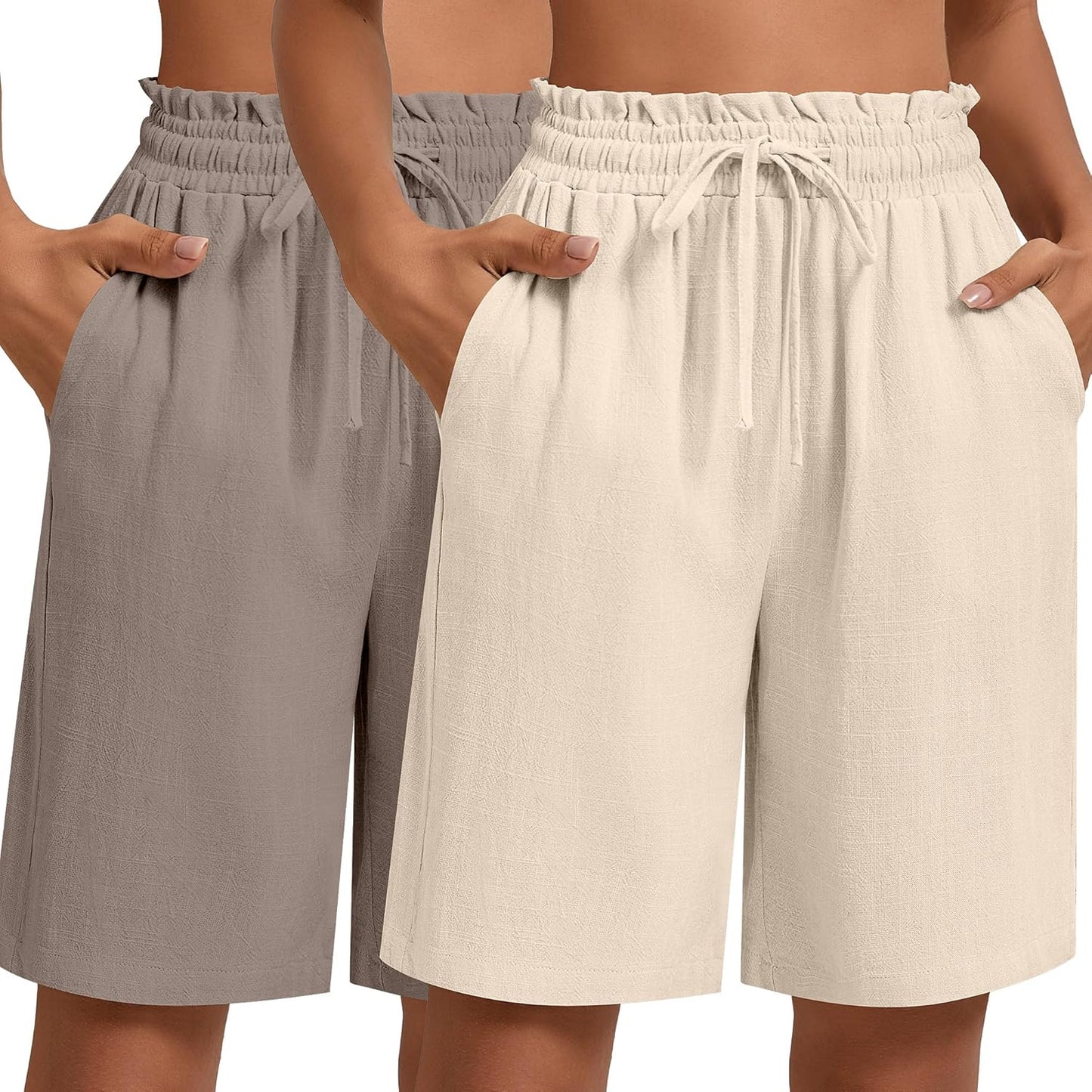 Neer Women's Linen Summer Shorts with Pockets for Comfort