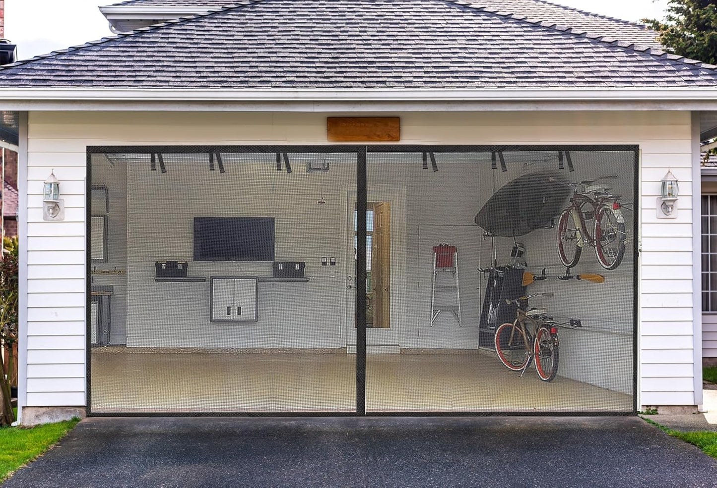 Durable Magnetic Garage Screen Door for 2 Car Garage 18x8FT