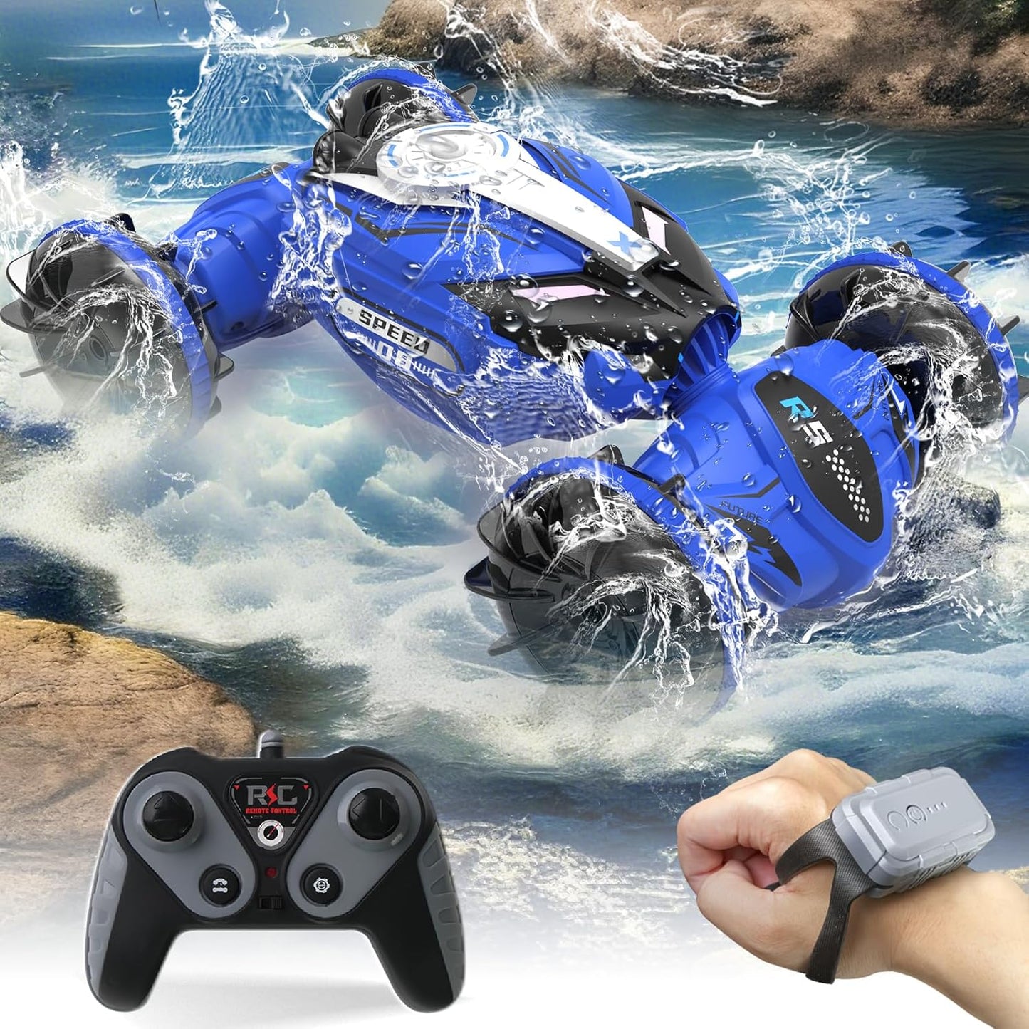 Amphibious RC Stunt Car + Boat Combo: Waterproof Fun!