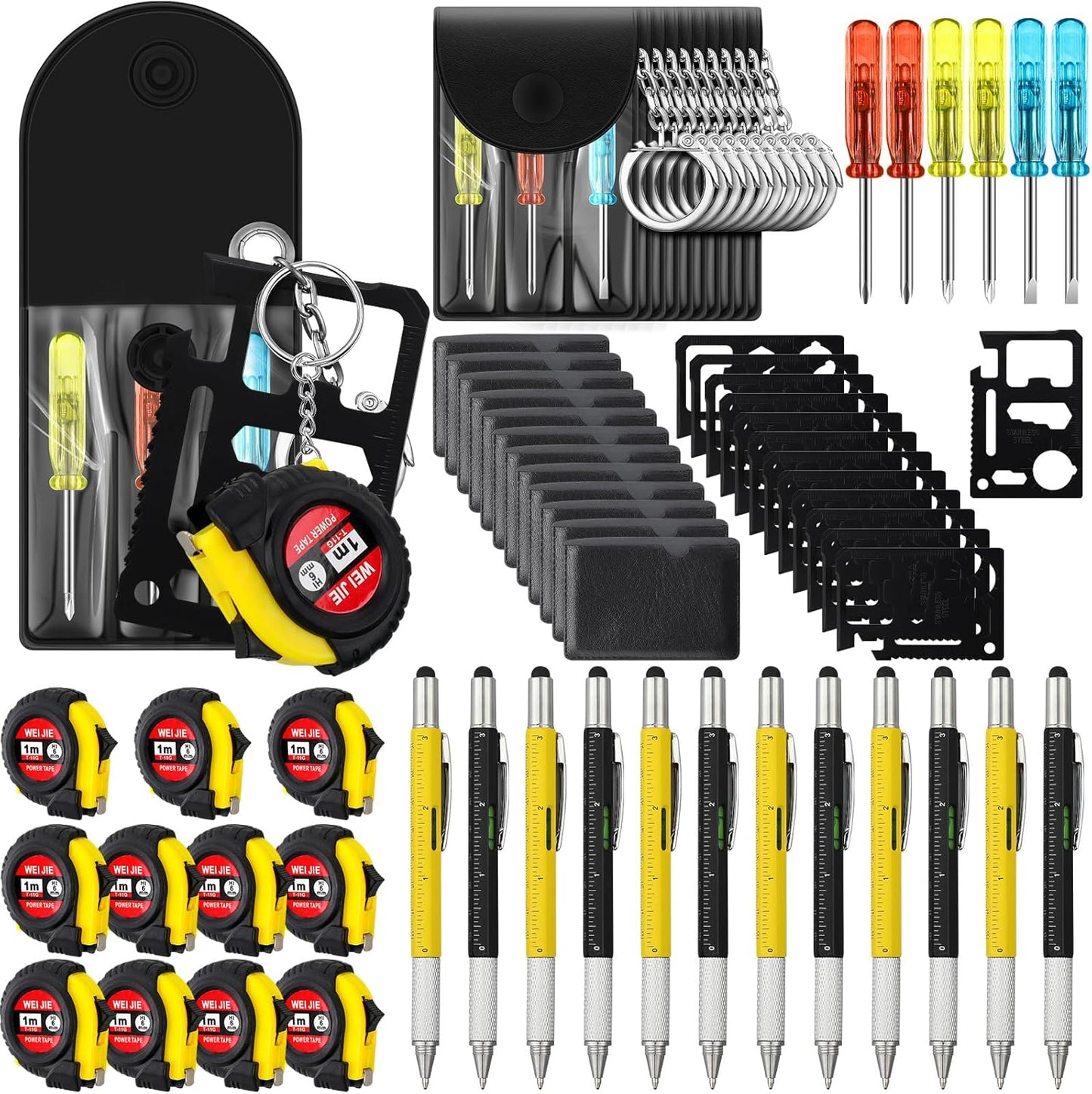 192 Pcs Mini Tape Screwdriver Keychain Set for Men Gifts