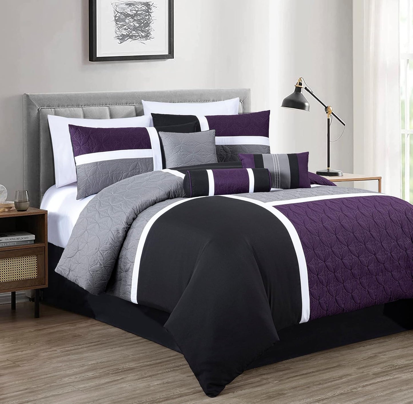 Upland 7-Piece Quilted Patchwork Comforter Set for Queen Beds
