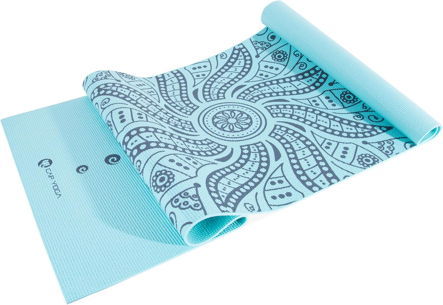 Light Blue Mandala Design Yoga Mat for Zen Workouts