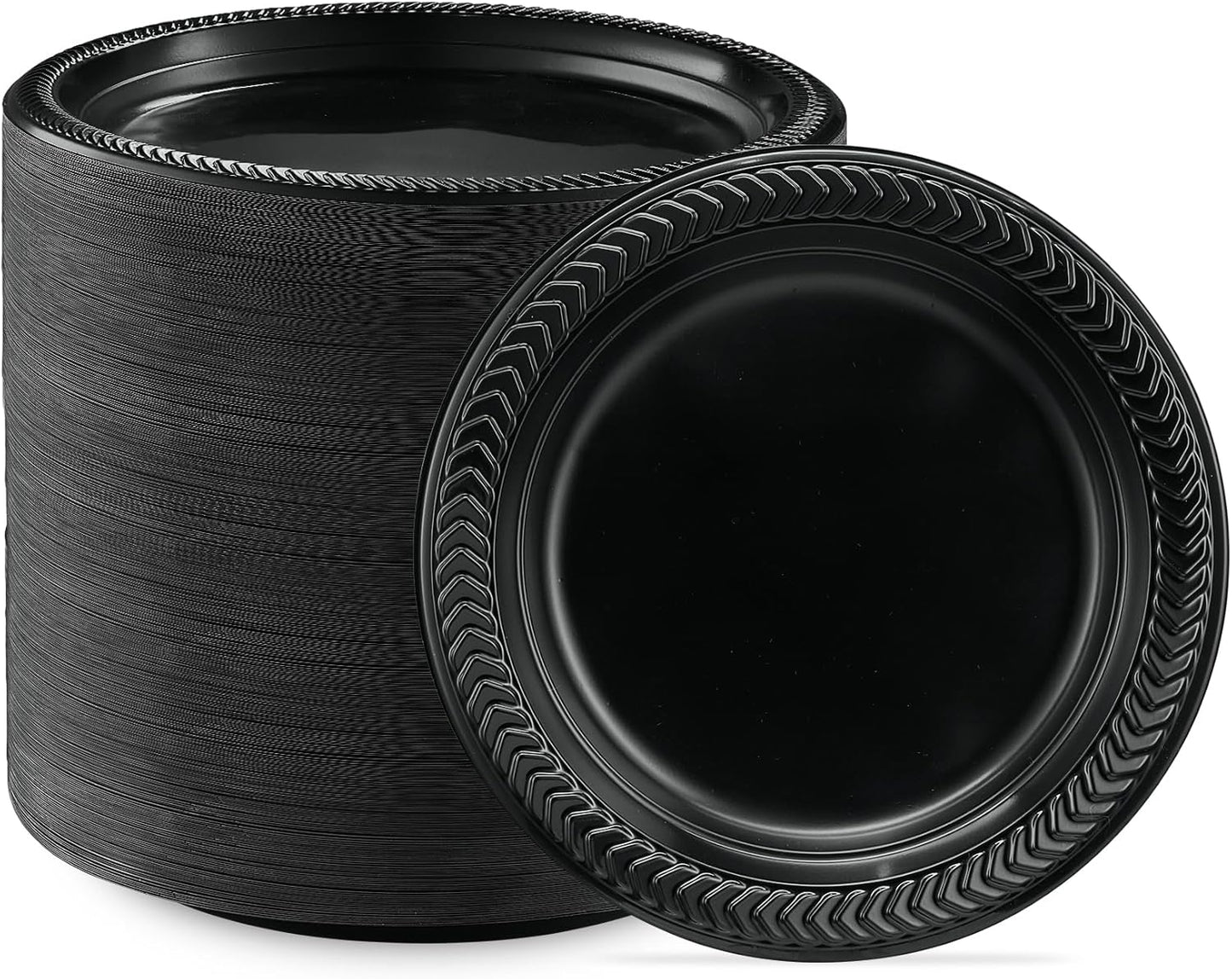 Light Weight 7 Inch Black Plastic Plates for Parties and Events