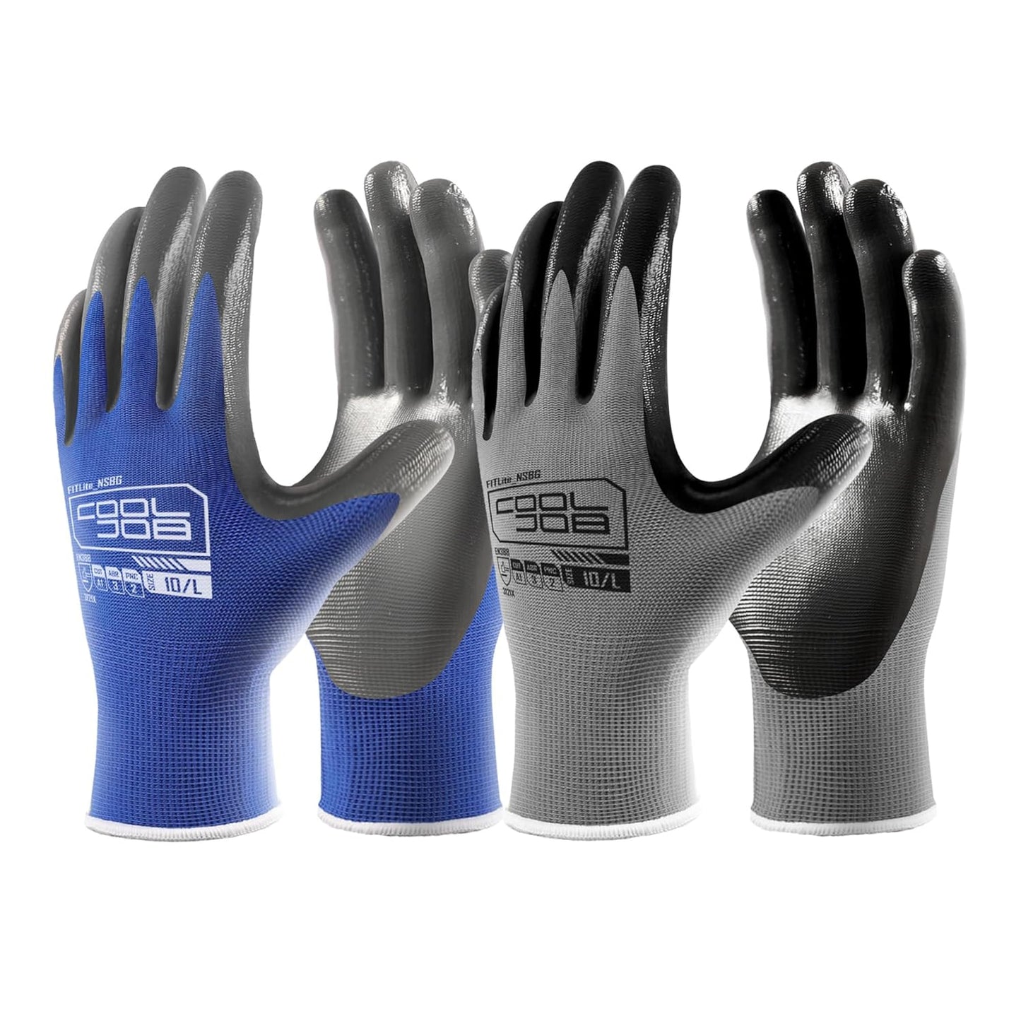 Non-slip Grip Work Gloves for Men - Heavy-duty Nitrile Coated
