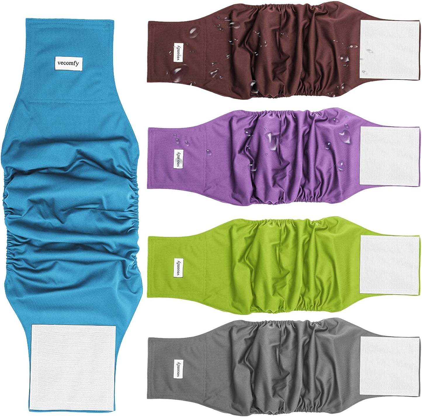 Washable Dog Belly Bands - 5 Pack Leakproof Diapers
