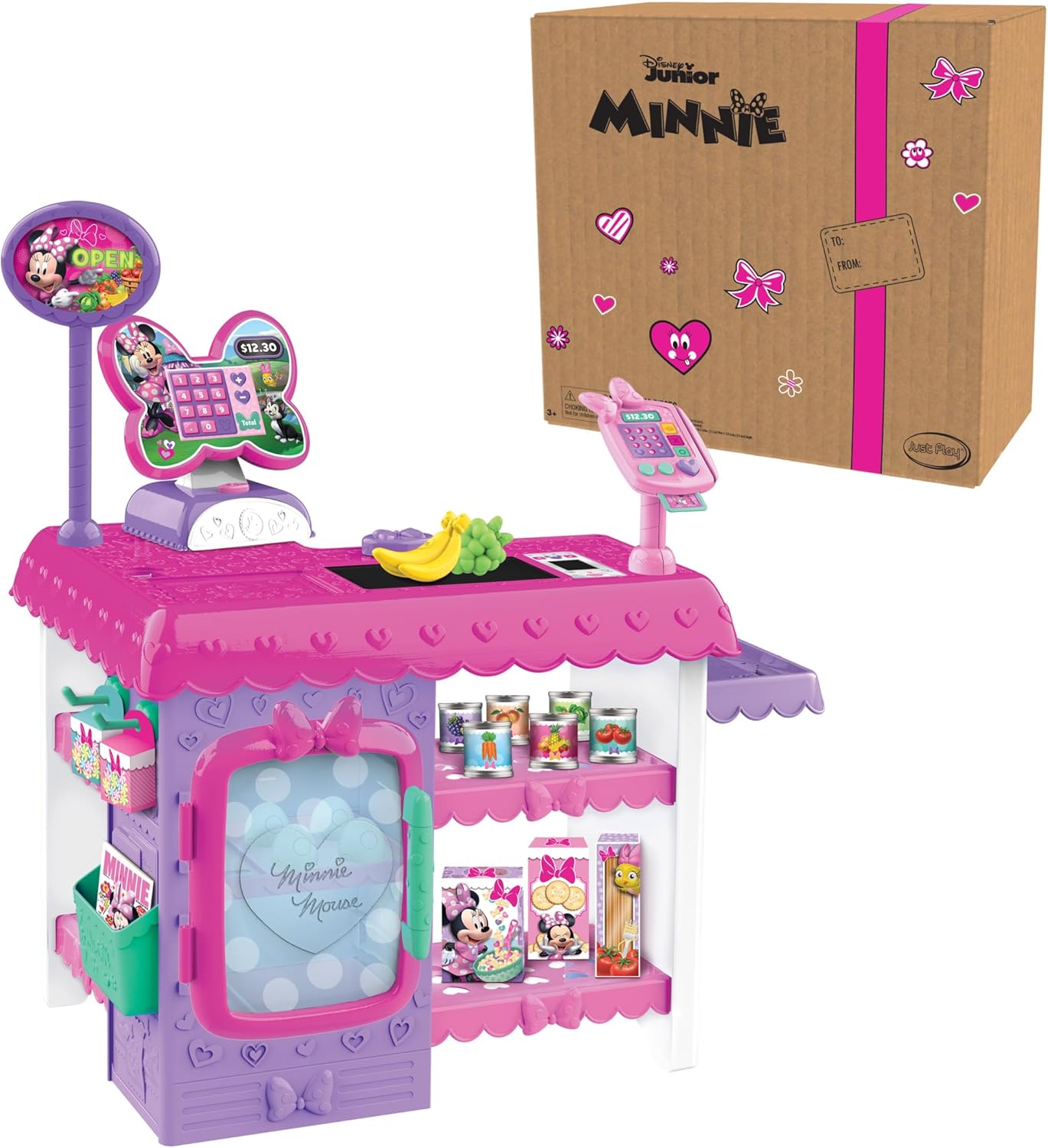 Disney Minnie Mouse Pretend Market, Realistic Cash Register & Play Food - Officially Licensed by Just Play