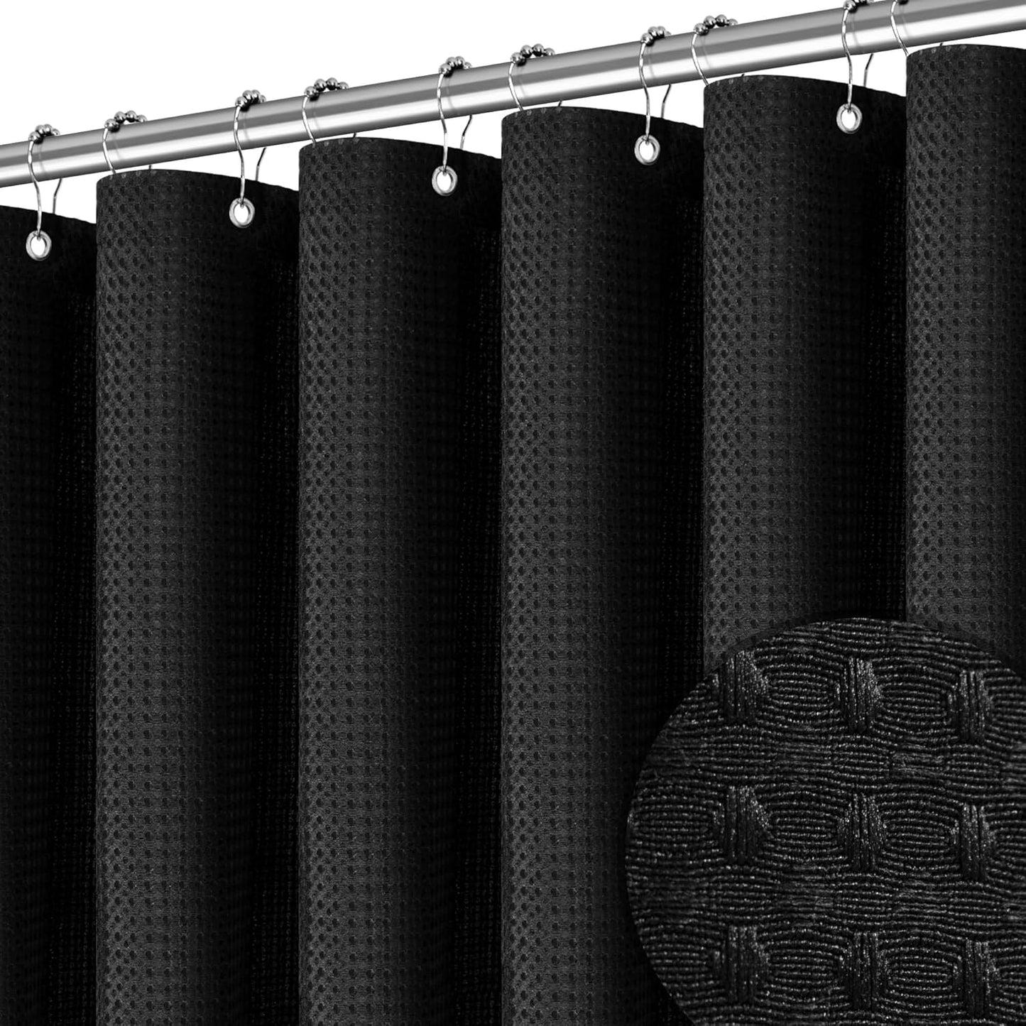 Hotel Spa Luxury Black Shower Curtain 256GSM Weighted Fabric