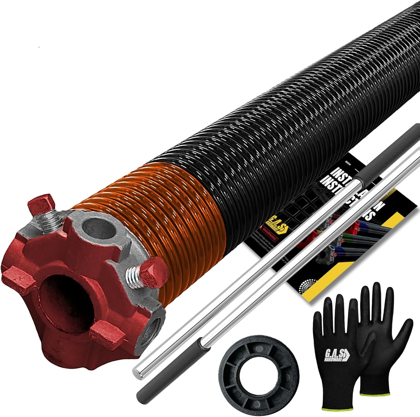 Garage Door Torsion Spring 192x2x24 with Winding Bars and Gloves