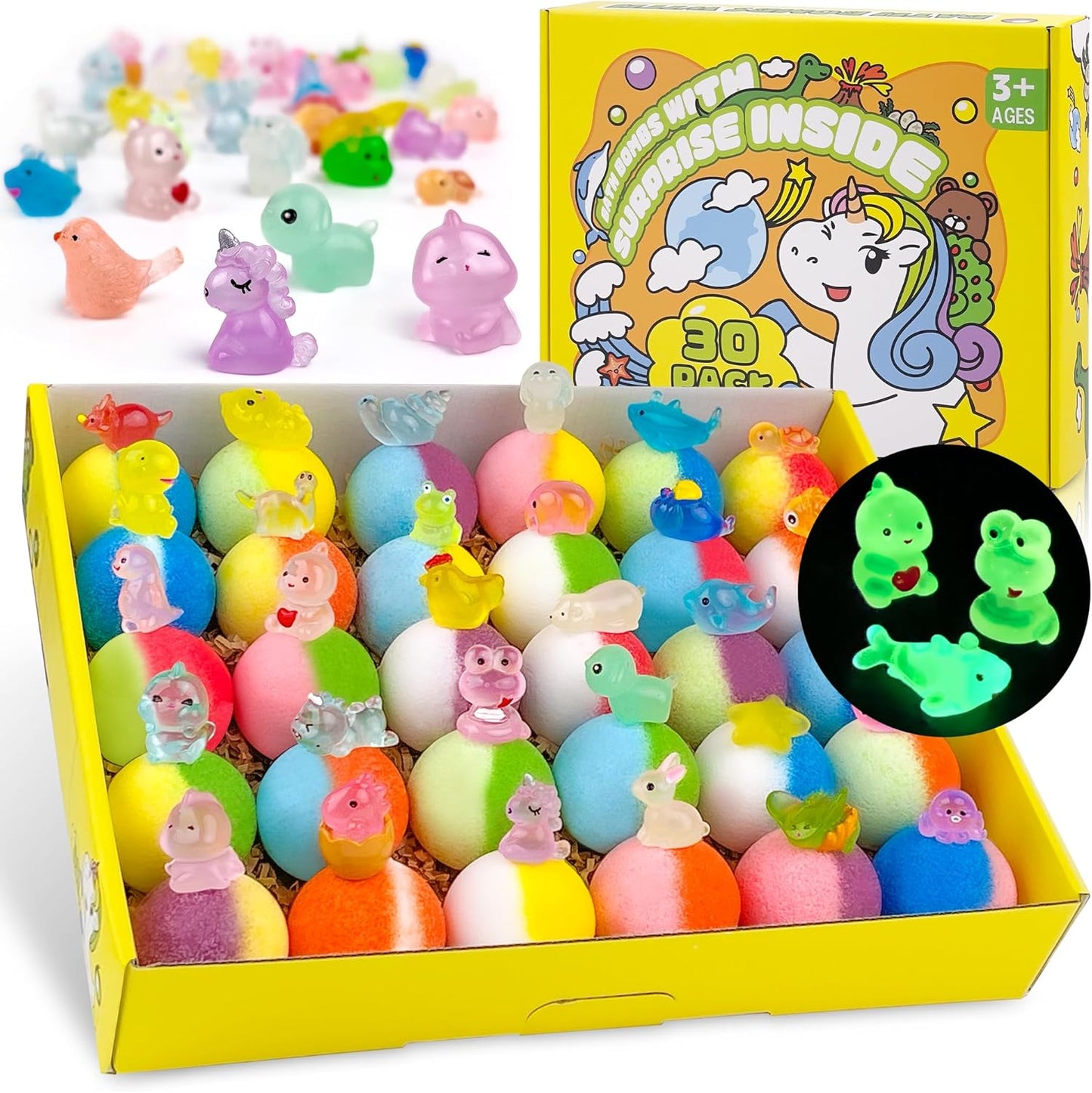 Glow-in-The-Dark Bath Bombs 30 PCS Toy Inside!