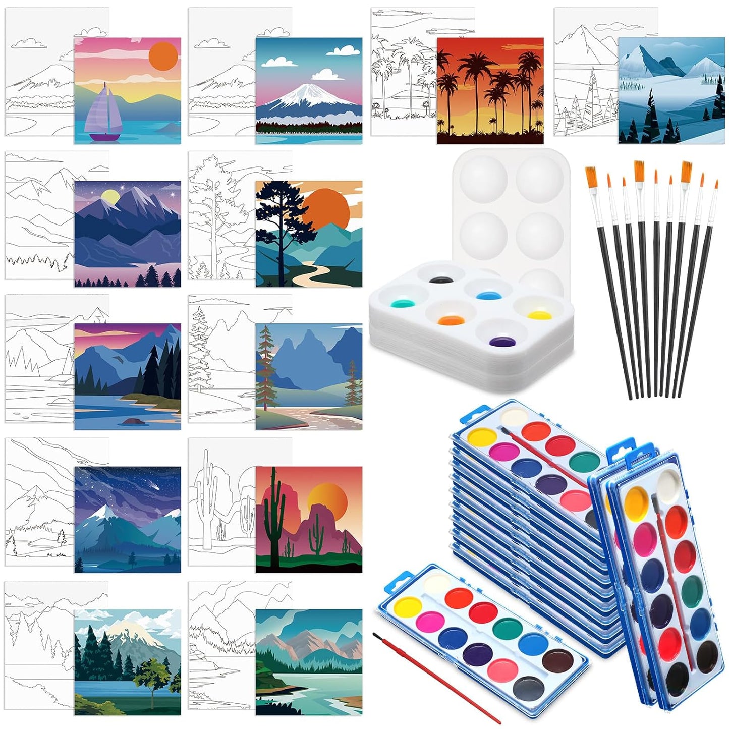Ctosree 12 Sets Pre Drawn Canvas Kit for Art Parties and Gifts