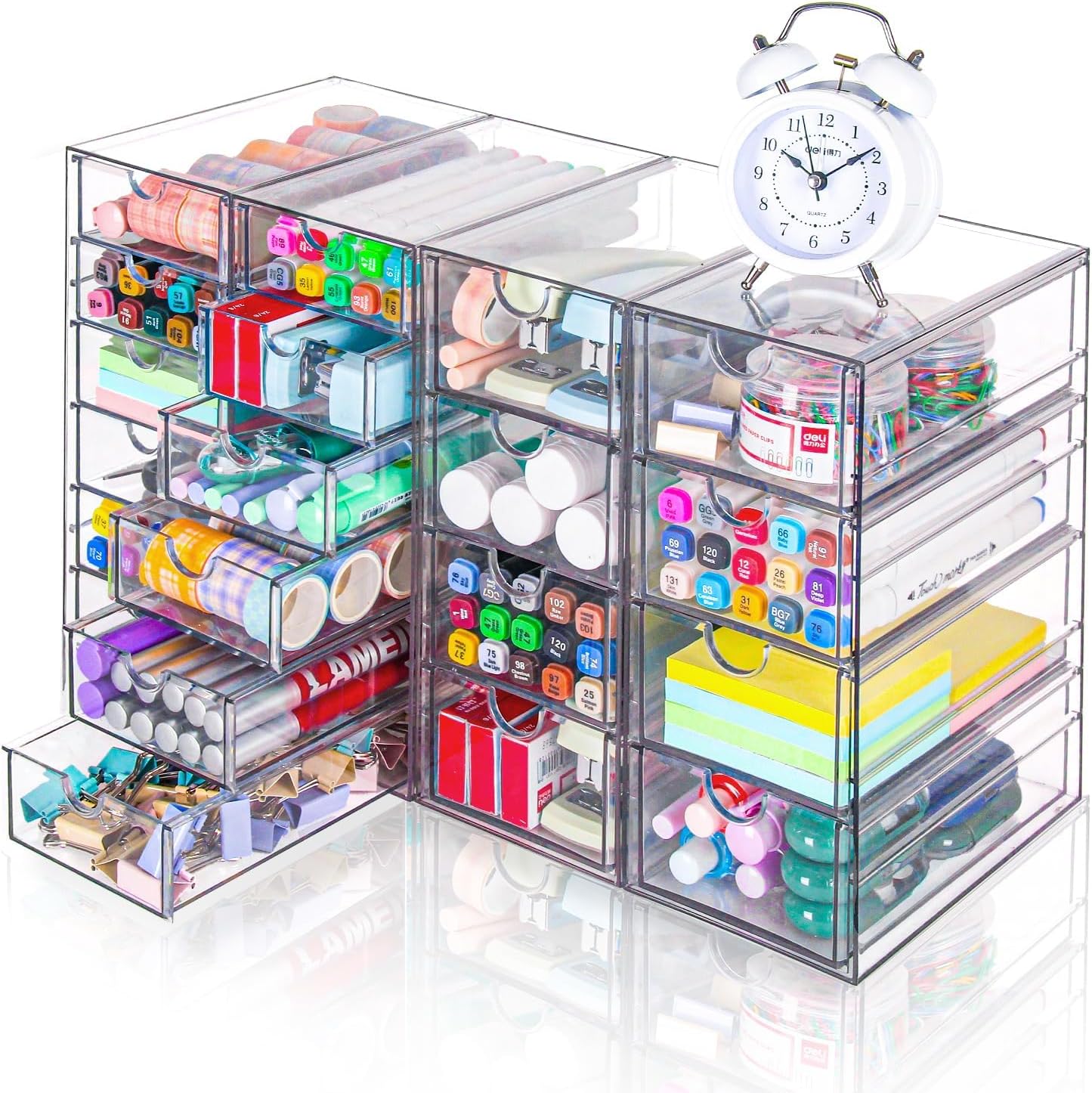 20-Drawer Clear Acrylic Organizer | Desk Storage Solution