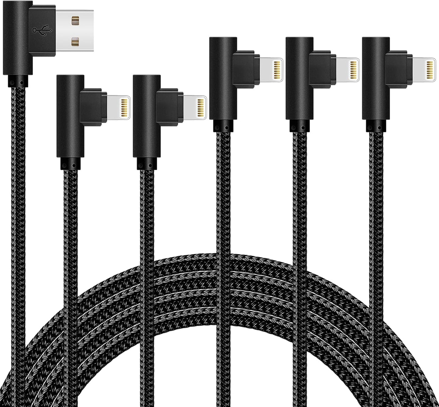 5 Pack MFI Certified Lightning Fast Charger Cable Set