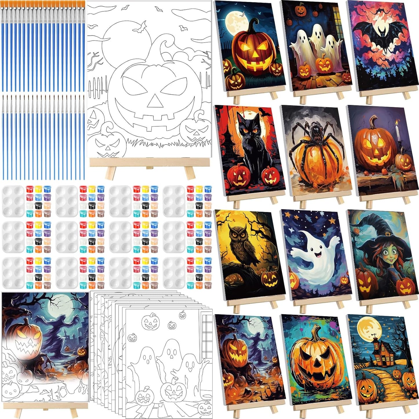 Zhanmai 12 Pack Pre Drawn Canvas for Painting Sip and Paint Kit