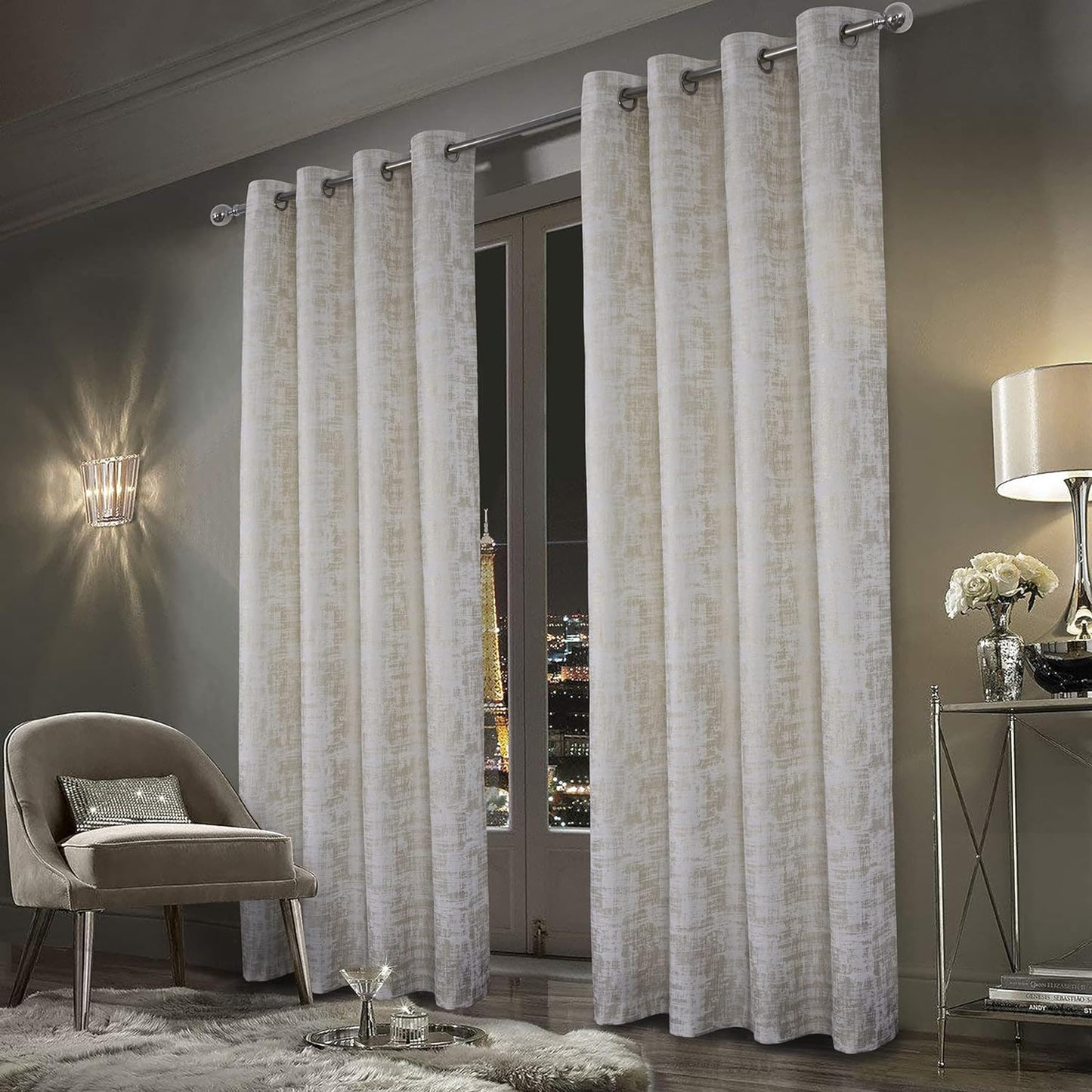 Luxury White Velvet Curtains Set - 95 Inch Length