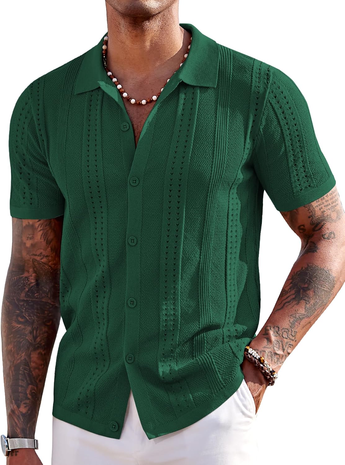 COOFANDY Men's Knit Shirts Short Sleeve Polo for Summer Style