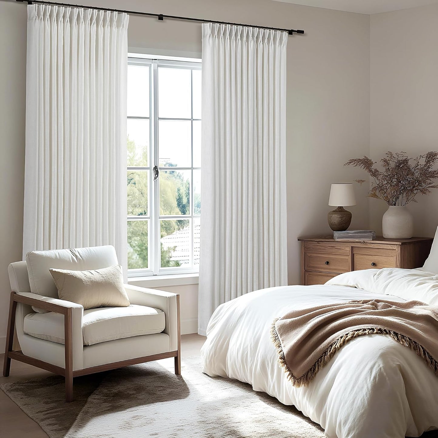 100 Inch Wide Pinch Pleated Linen Curtains for Elegant Spaces