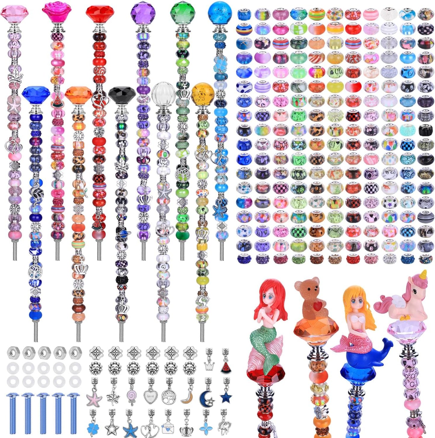 DIY Fairy Wand Garden Stakes Kit with Colorful Beads and Crystals