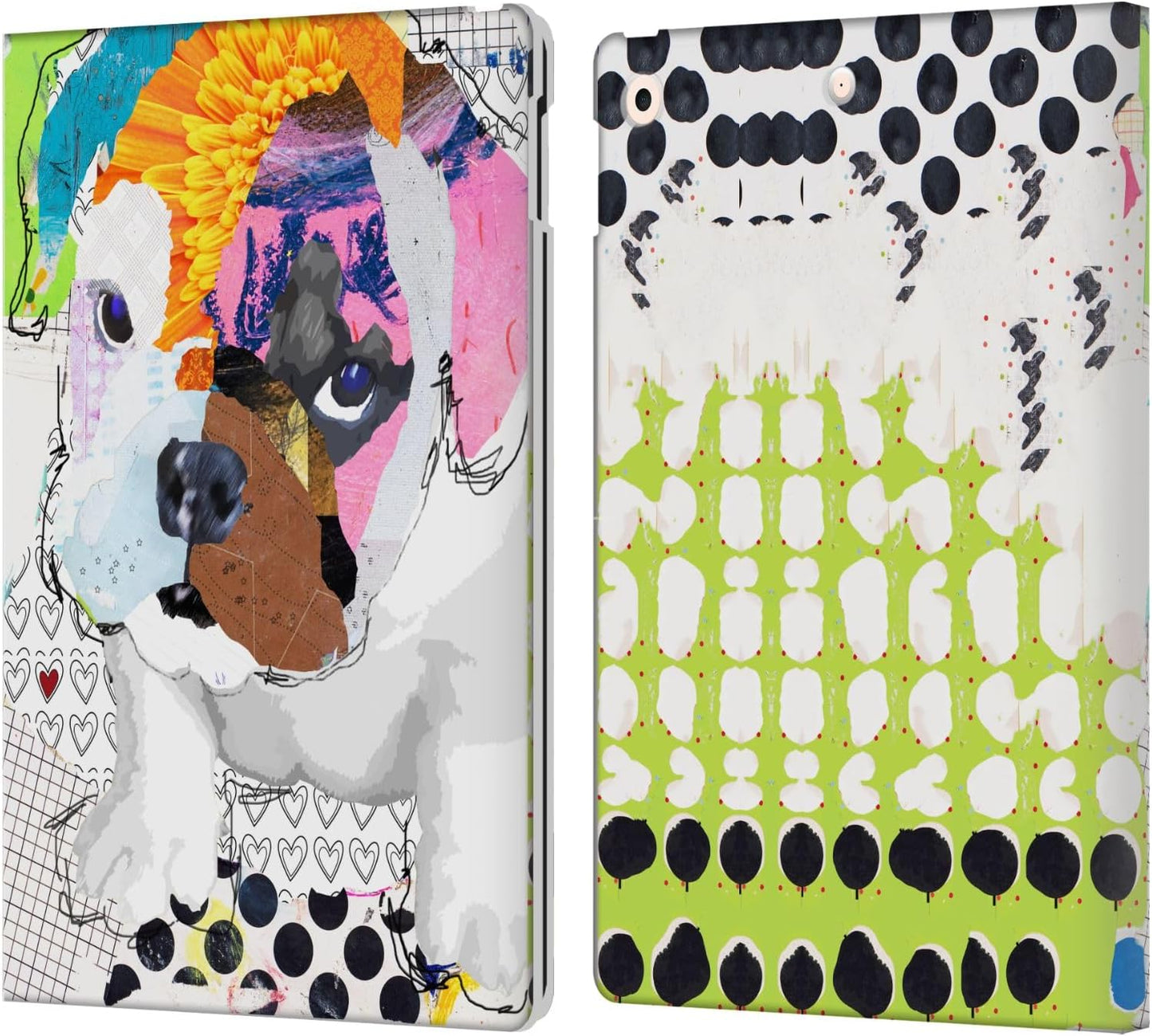 Michel Keck Bulldog Puppy Leather Wallet Case for iPad 10.2