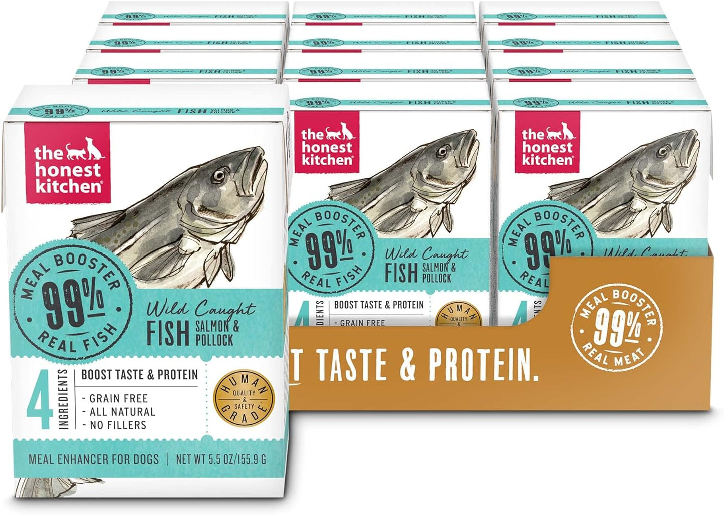 Human Grade Grain Free Meal Booster with Salmon & Pollock 12 Pack