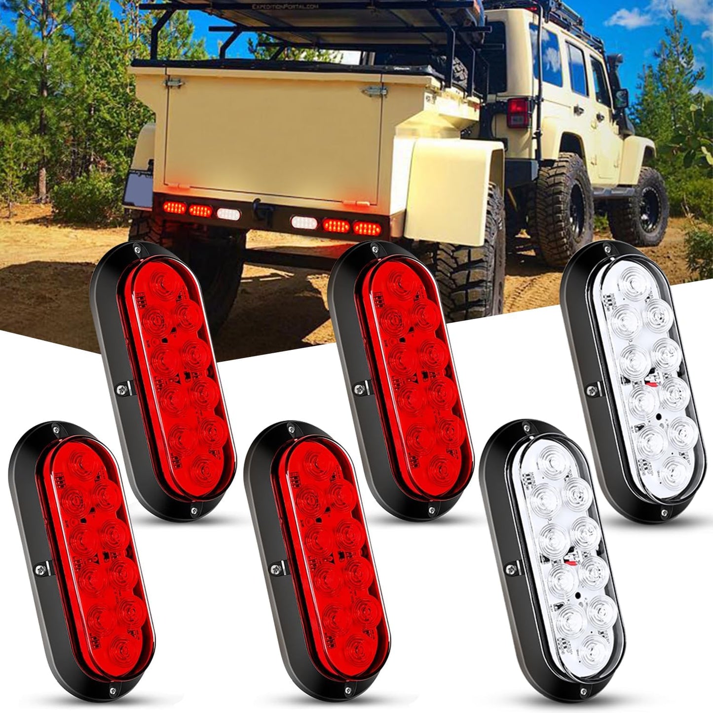 Nilight 6 Inch Oval LED Trailer Tail Light for Trucks and RVs