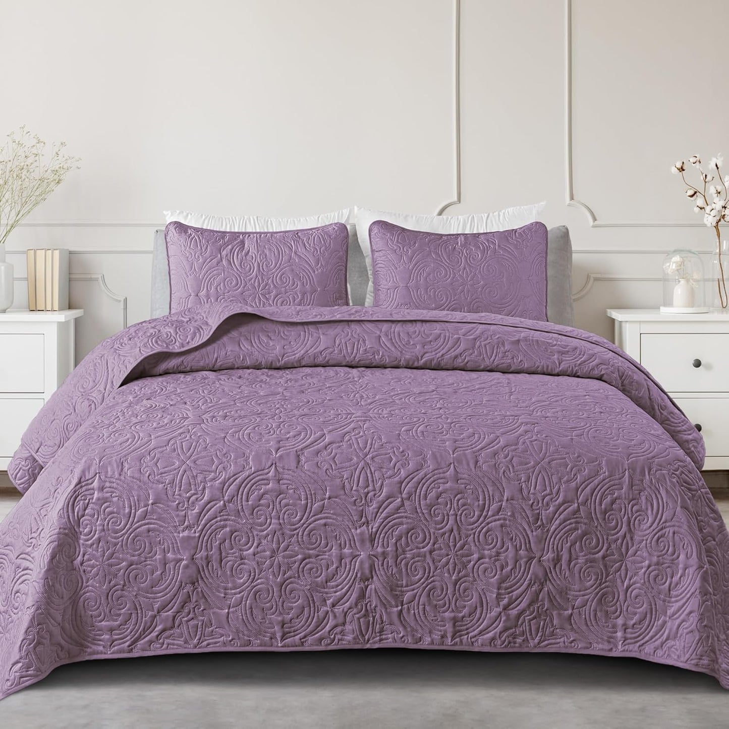 Exclusivo Mezcla Twin Quilt Bedding Set in Dusty Lavender