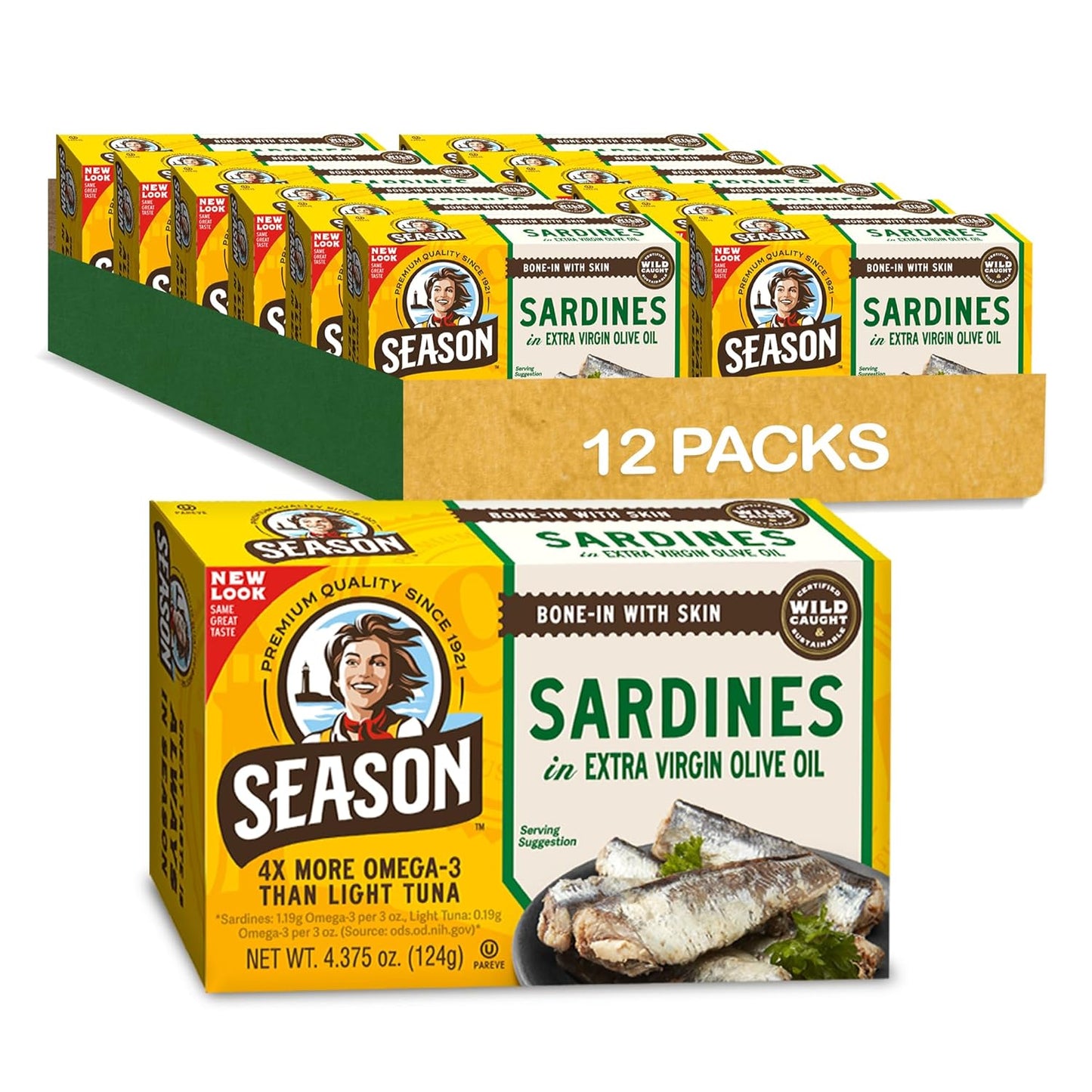 Season Sardines in Extra Virgin Olive Oil - Wild Caught Protein Snack