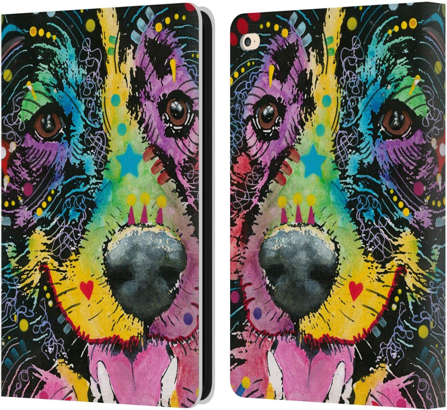 Dean Russo Smiling Collie Dogs Leather Wallet Case for iPad Air 2