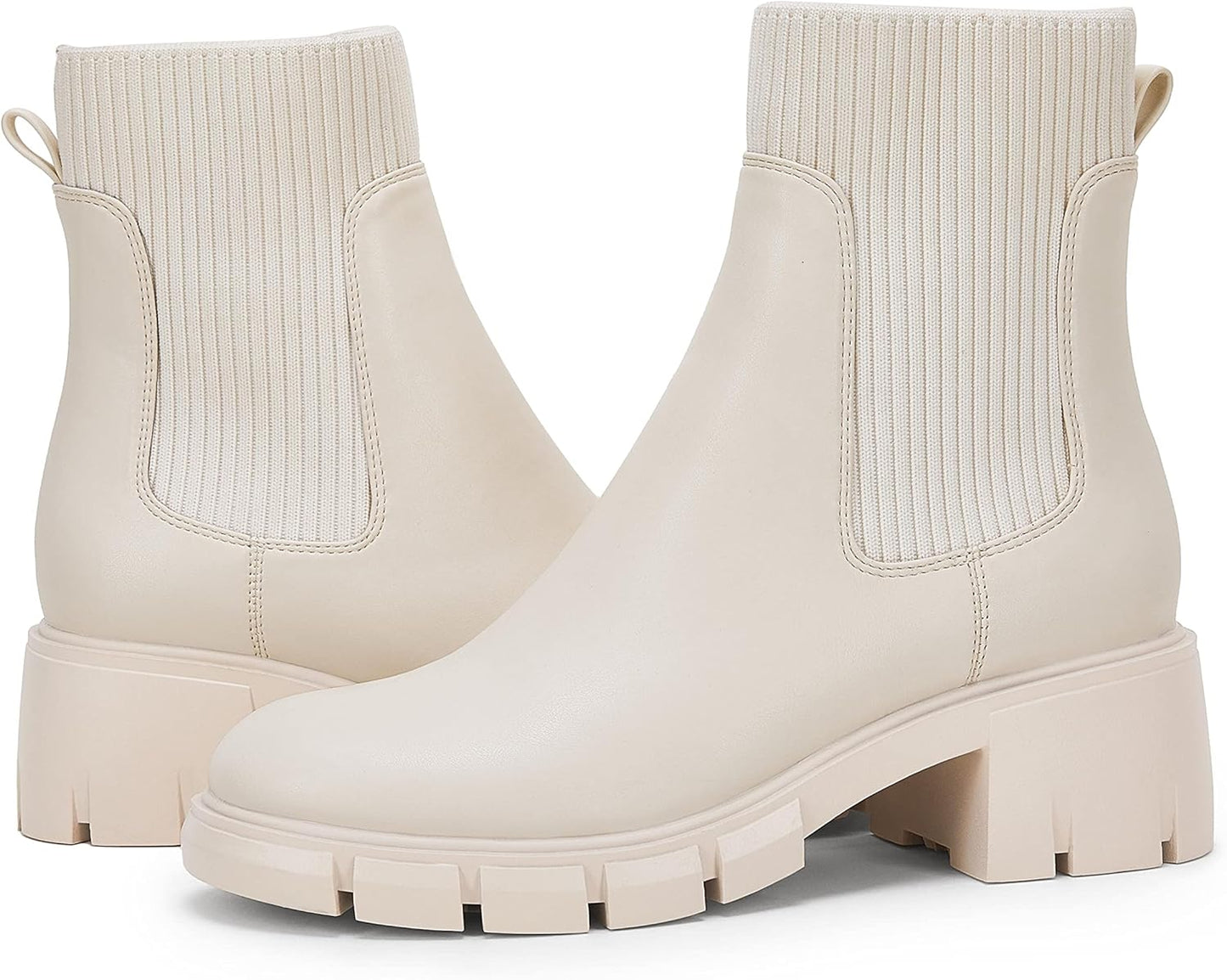 Ruanyu Womens Platform Ankle Boots with Chunky Block Heels