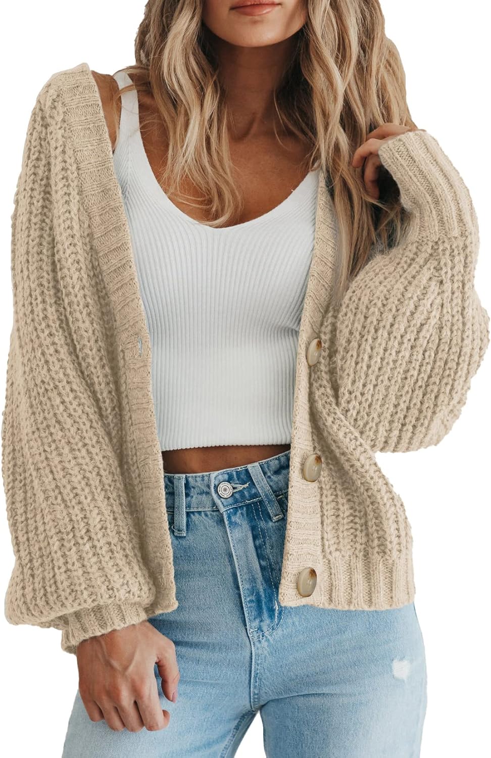 Chunky Knit Open Front Cardigan for Women - Stylish Comfort