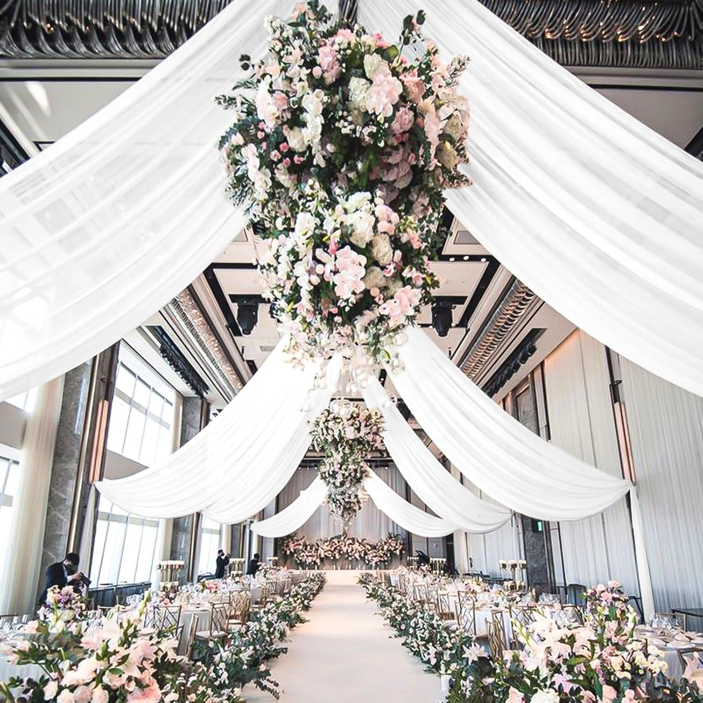 Elegant 6 Panels White Ceiling Drapes for Stunning Weddings