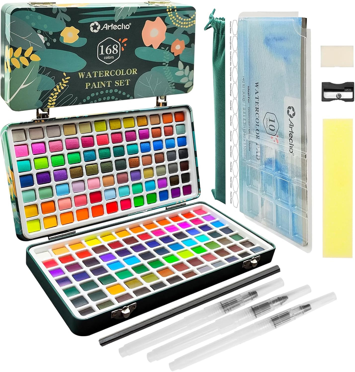 Artecho Watercolor Paint Set with 168 Colors for All Artists