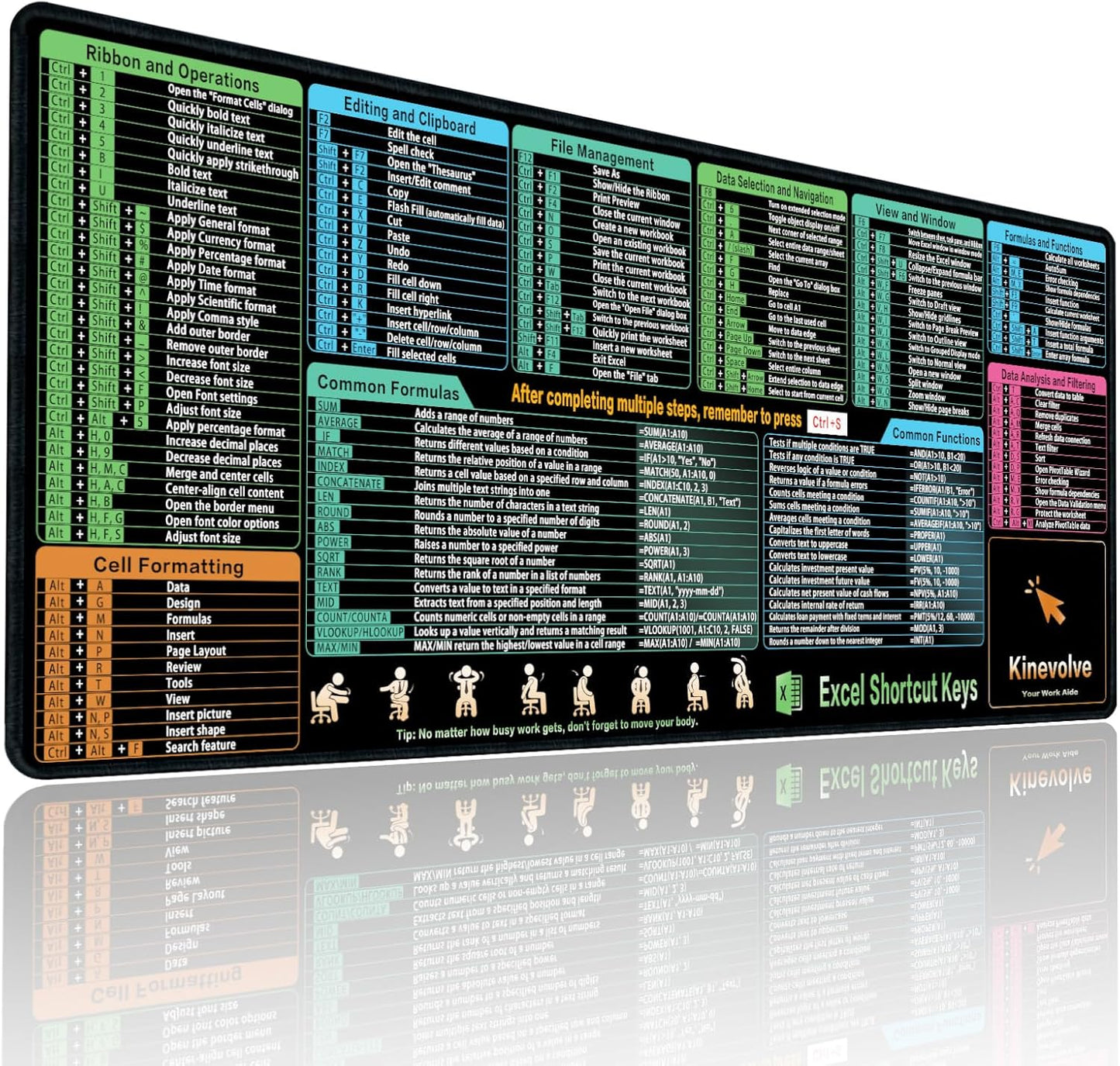 Boost Efficiency with XL Excel Shortcut Mouse Pad