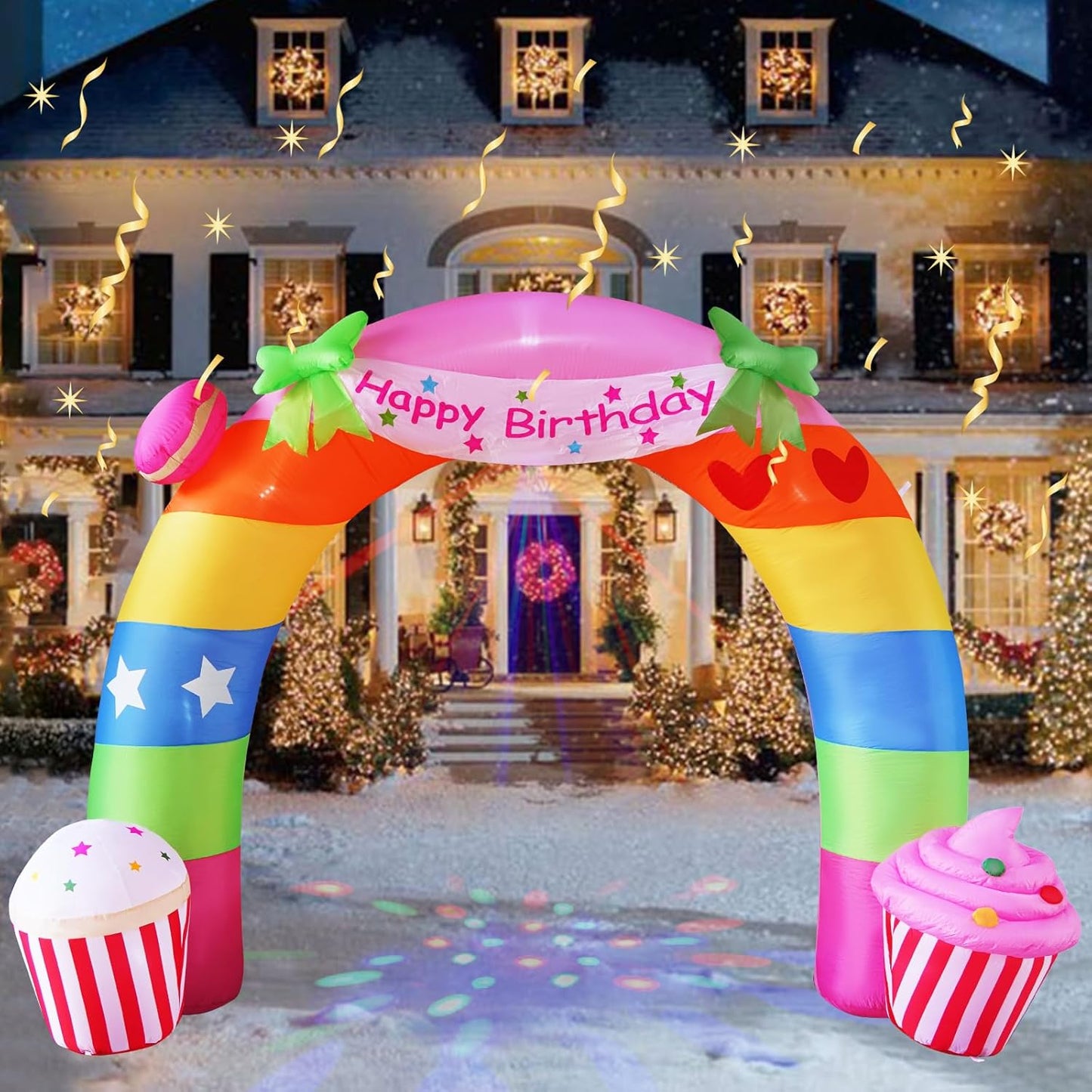 11FT Rainbow Birthday Arch Inflatable Decoration for Parties