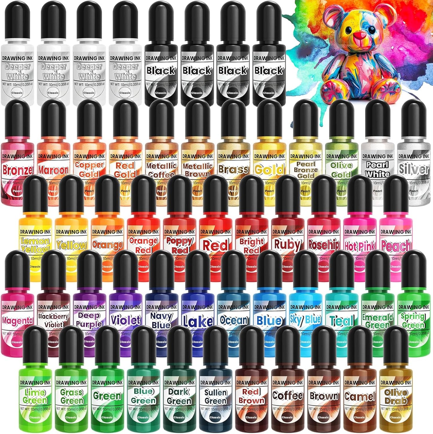 Alcohol Ink Set - 54 Vibrant Colors for Resin Art Projects