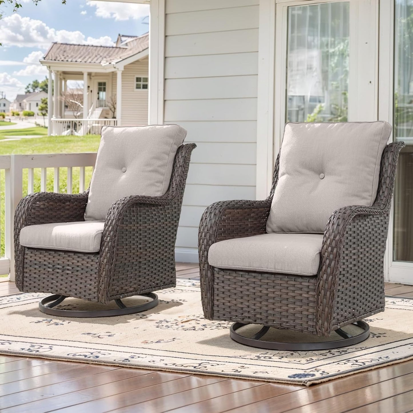Belord Outdoor Swivel Rocker Patio Chairs Set for Relaxation