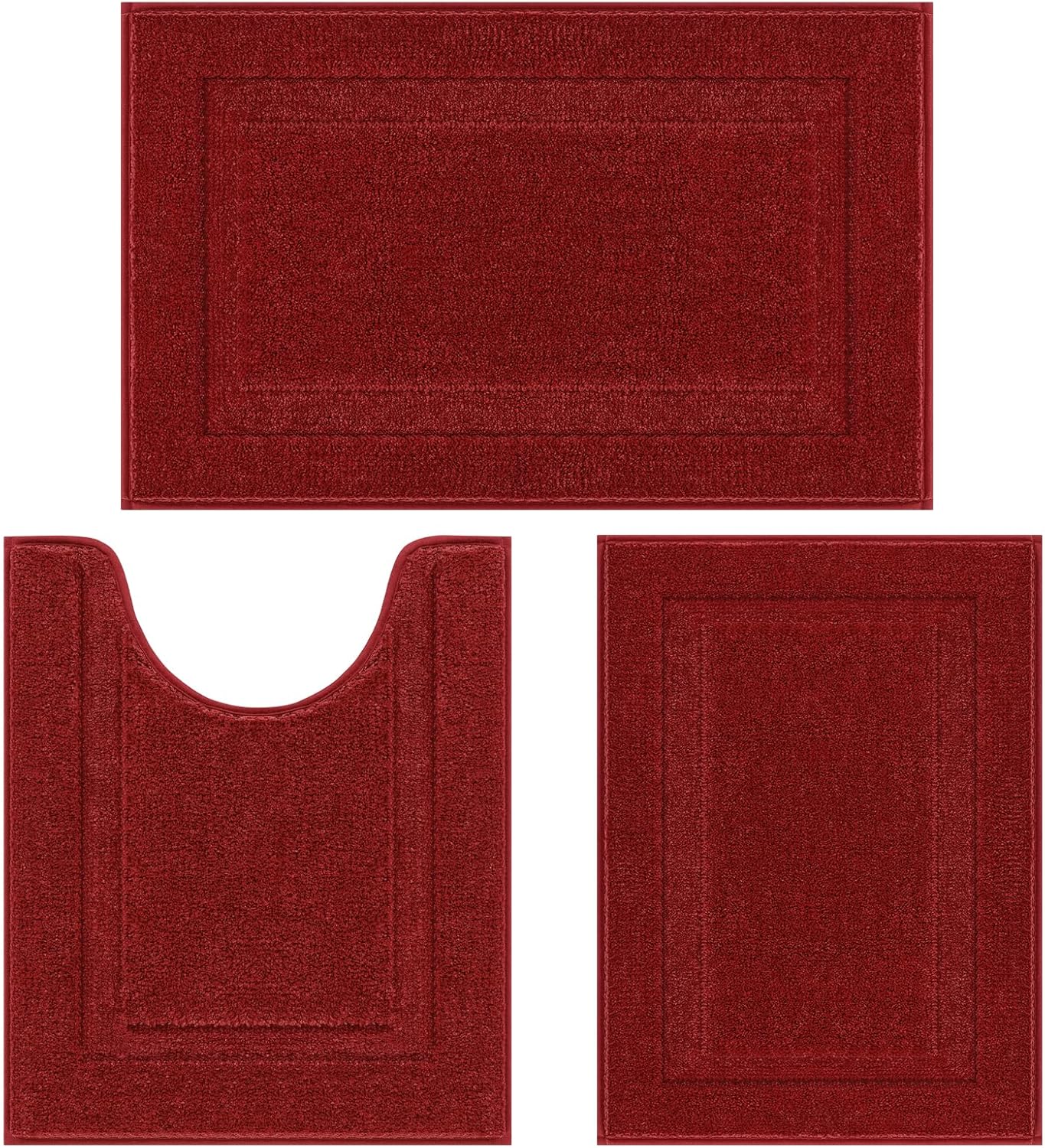 SHACOS Red Christmas Bathroom Rugs Set - Soft Non Slip Mats
