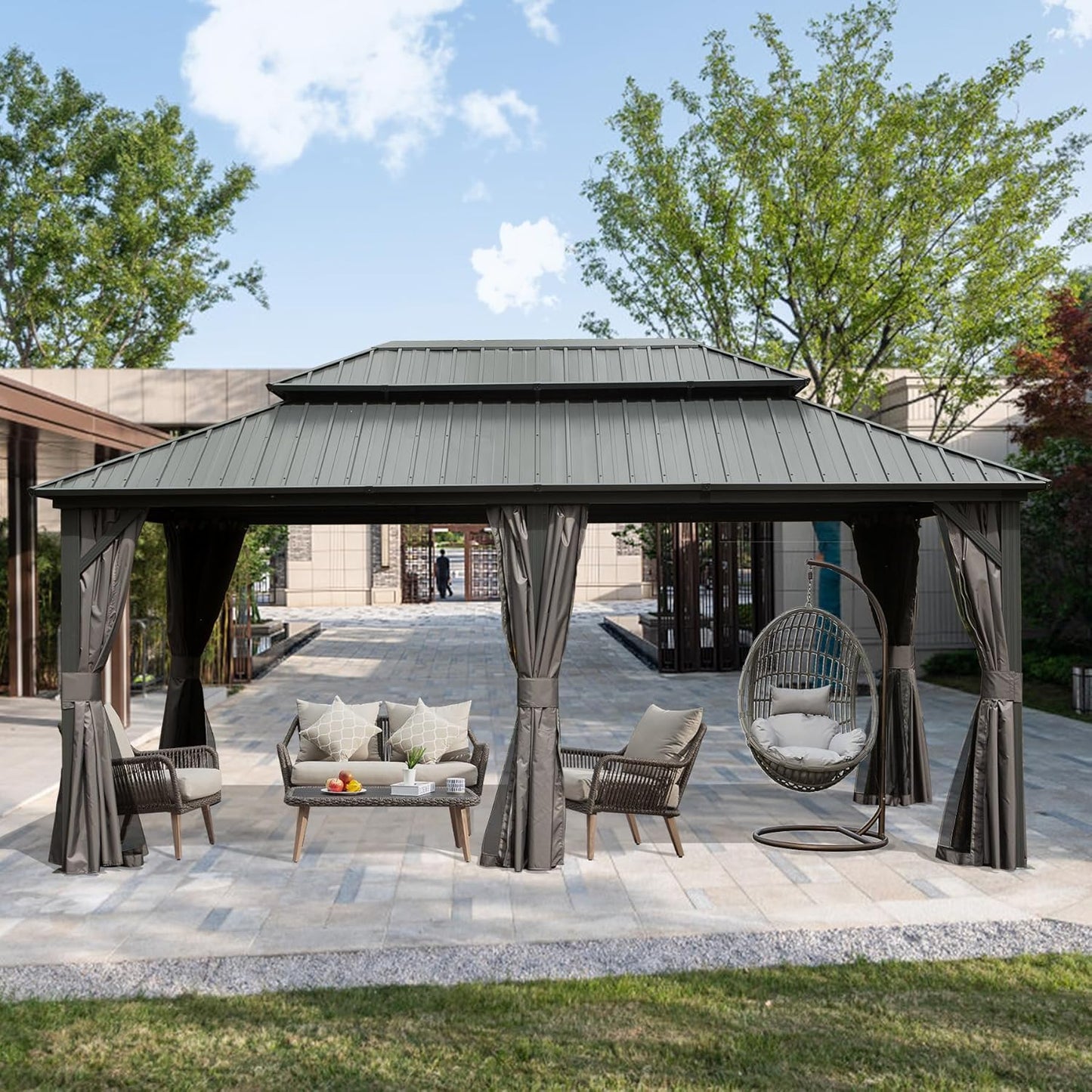 Domi 12ft x 18ft Hardtop Gazebo for Outdoor Dining and Parties