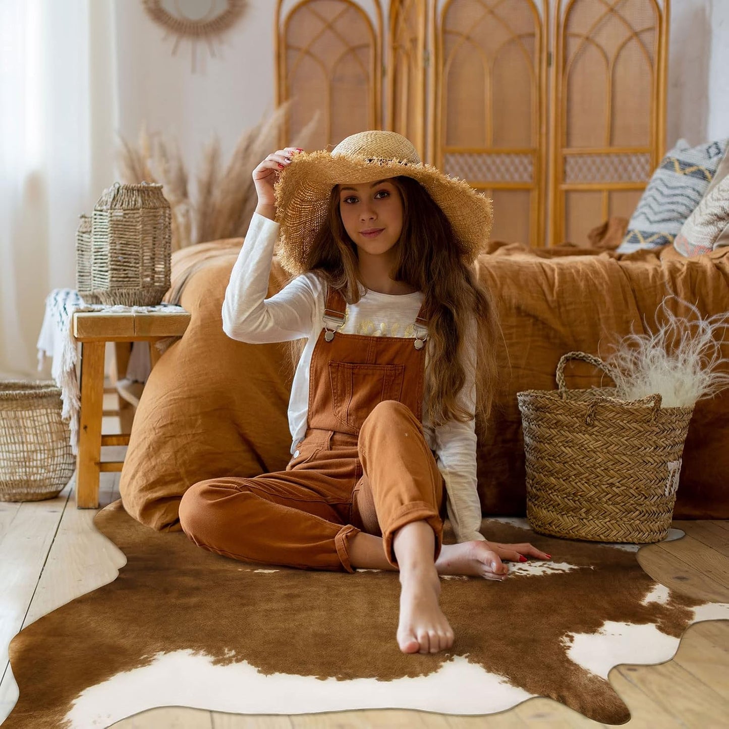 BENRON Small Cowhide Rug for Western Home Decor and Style