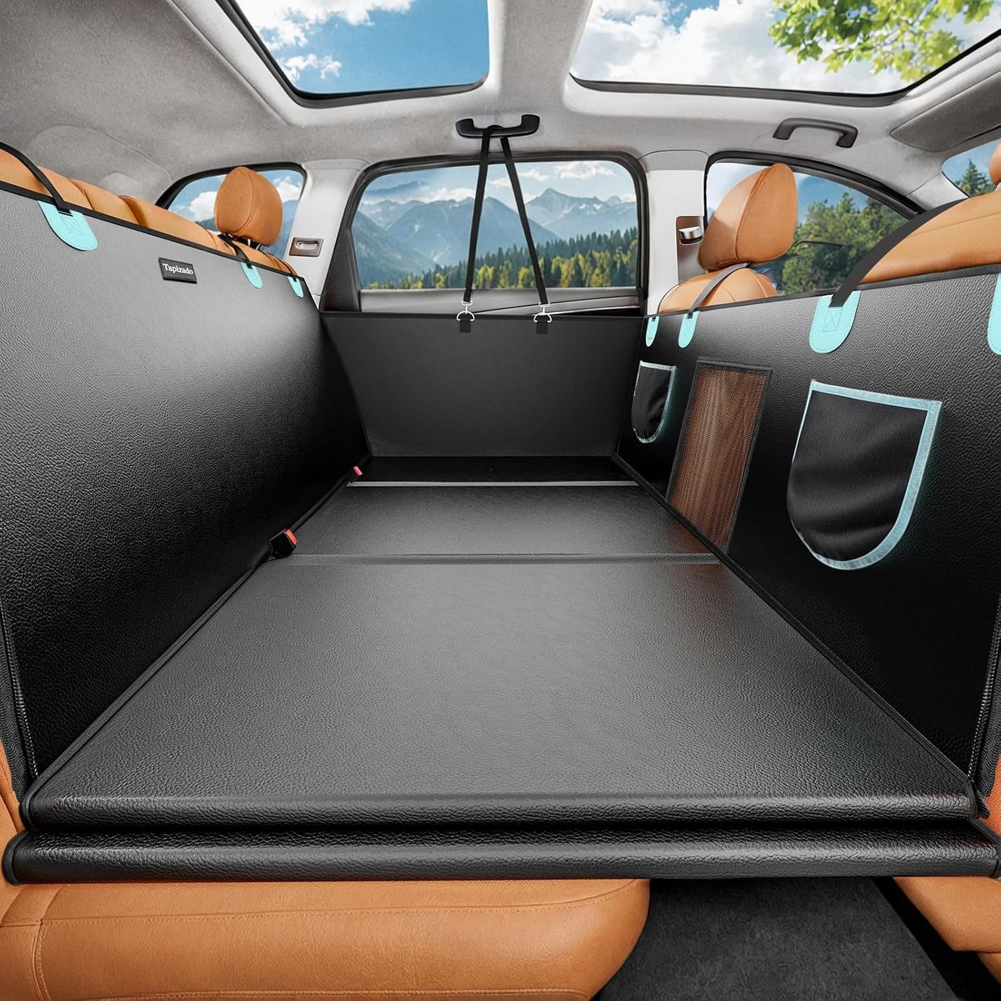 Back Seat Extender for Dogs with PU Leather and Hard Bottom