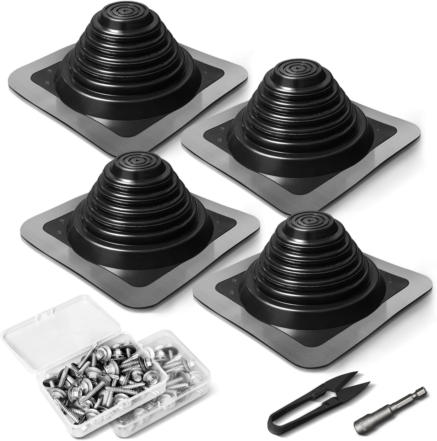 Metal Roof Vents Flashing Kit for Houses - 4 Pcs Set