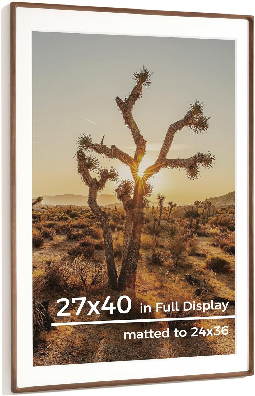 RICHFOCUS 27x40 Picture Frame - Handcrafted Walnut Wood Design
