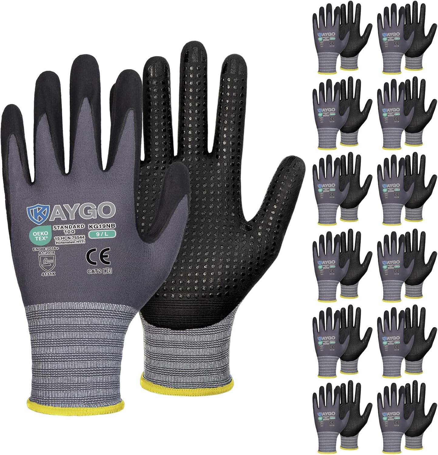 KAYGO MicroFoam Nitrile Coated Work Gloves for Superior Grip