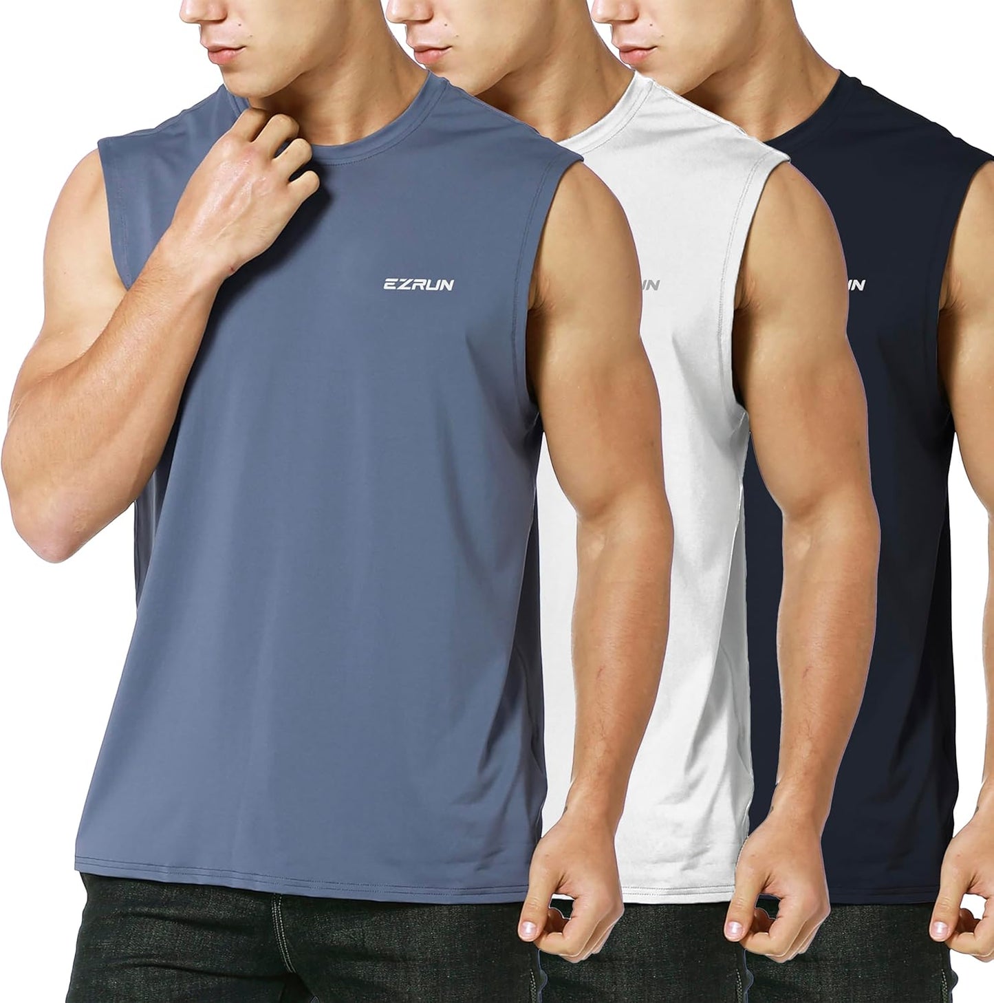 EZRUN Men's Sleeveless Shirt for Quick Dry Workout and Gym Use