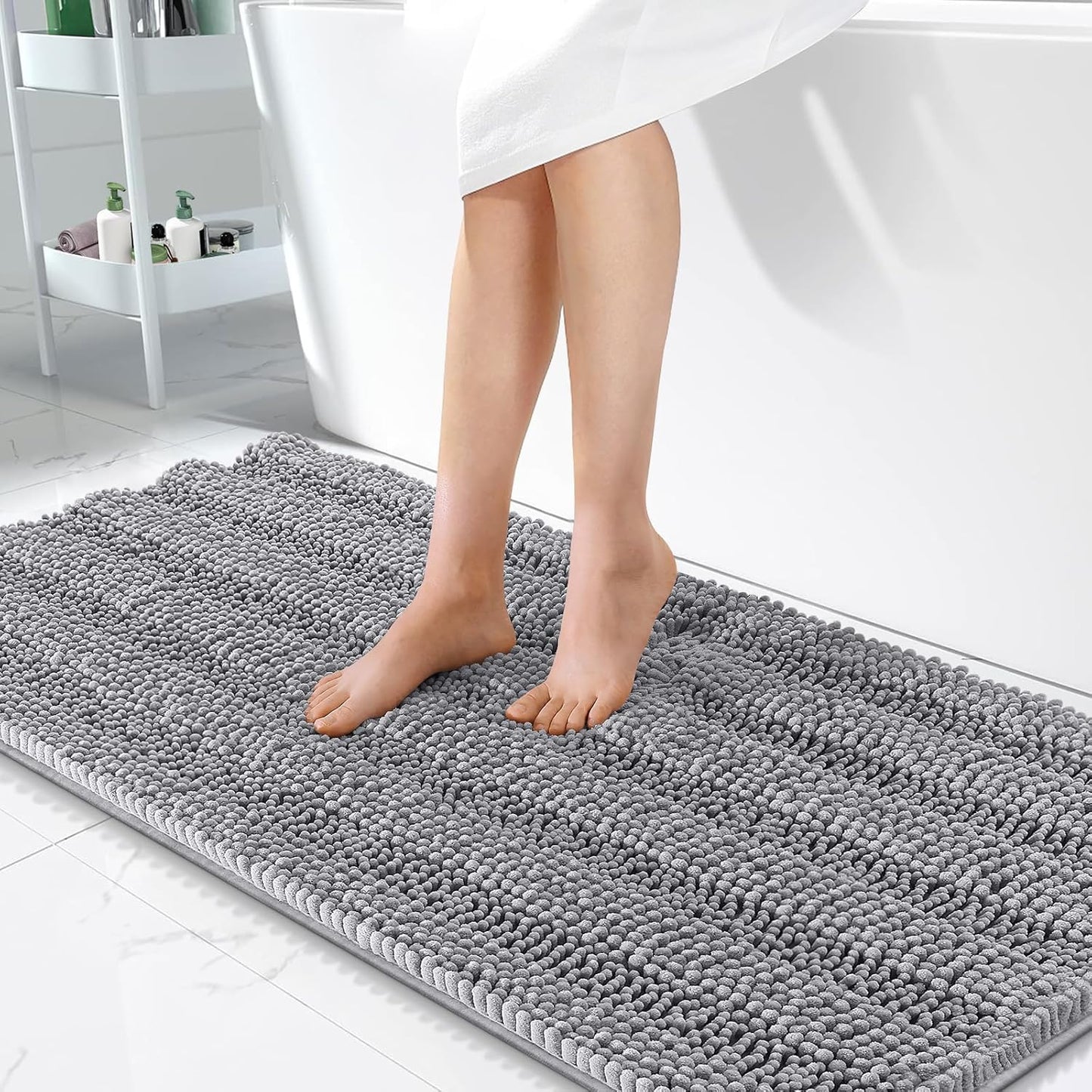 OLANLY Thick Bathroom Rugs 47x24, Ultra Absorbent Chenille