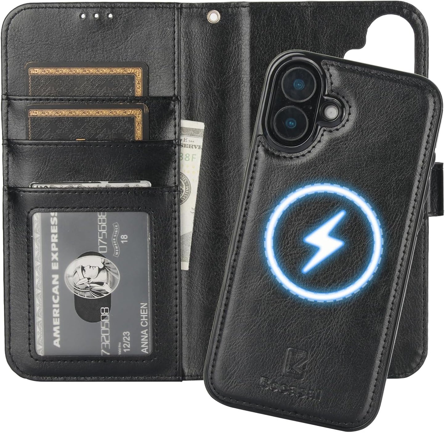 Bocasal iPhone 16 Plus Wallet Case with RFID Protection & Kickstand