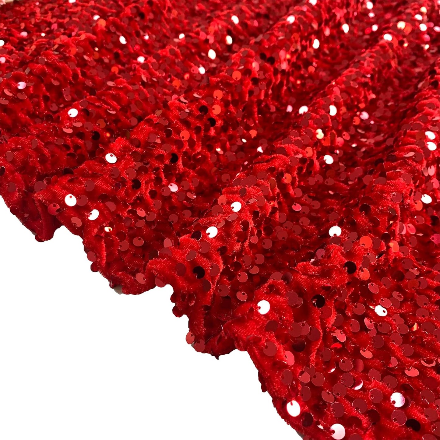 Red Velvet Sequin Fabric by The Yard for DIY Craft Projects