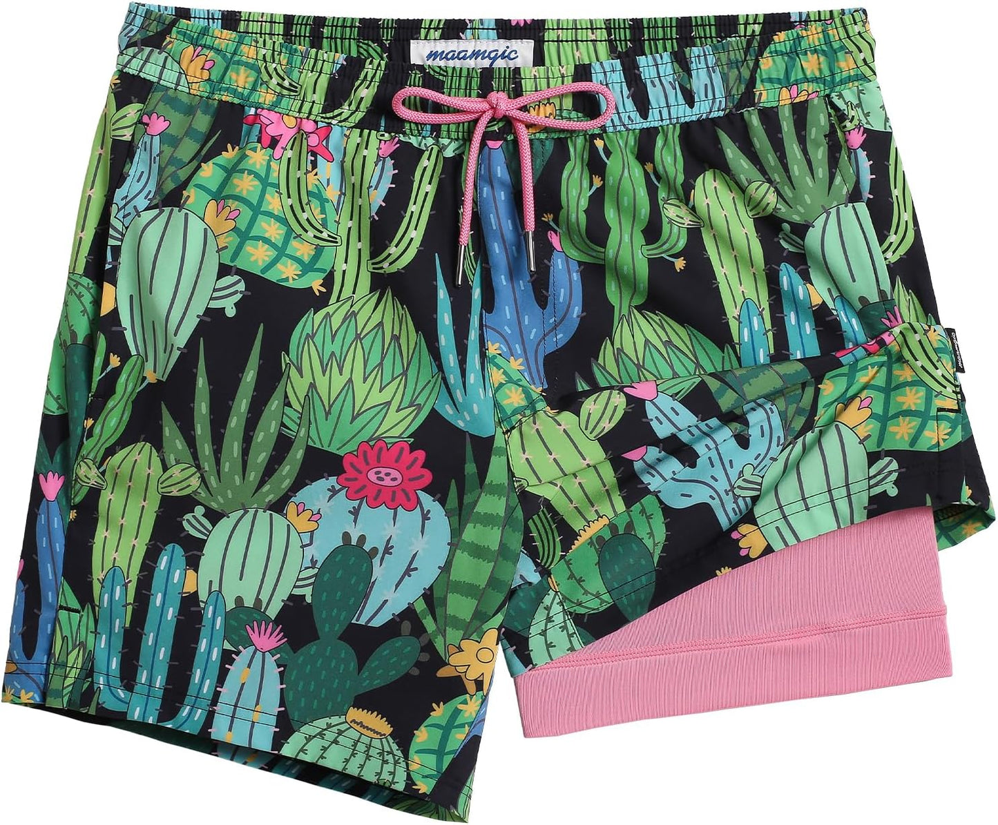 maamgic Mens 5 Inch Stretch Swimming Shorts for Beach Fun