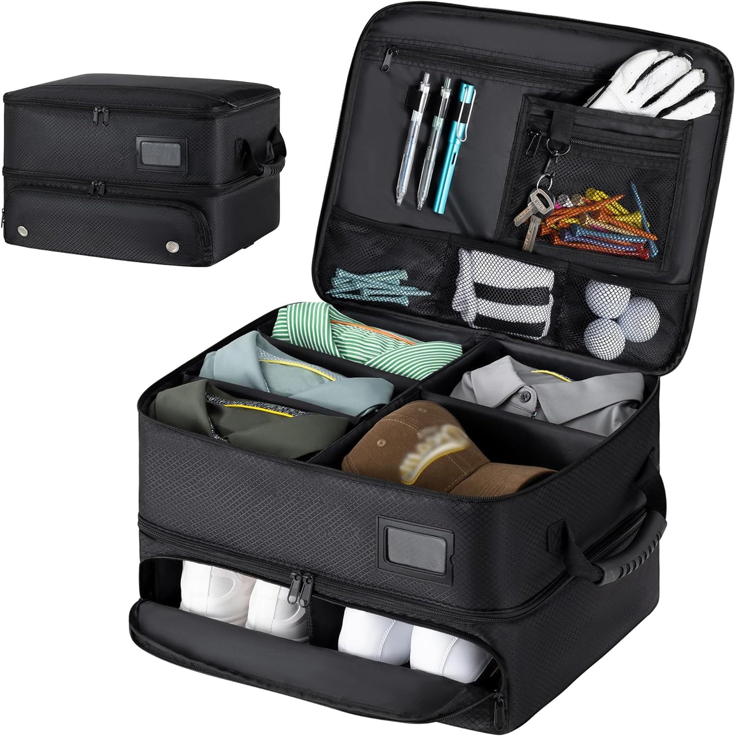 Collapsible Golf Trunk Organizer with Ventilated Shoe Compartment